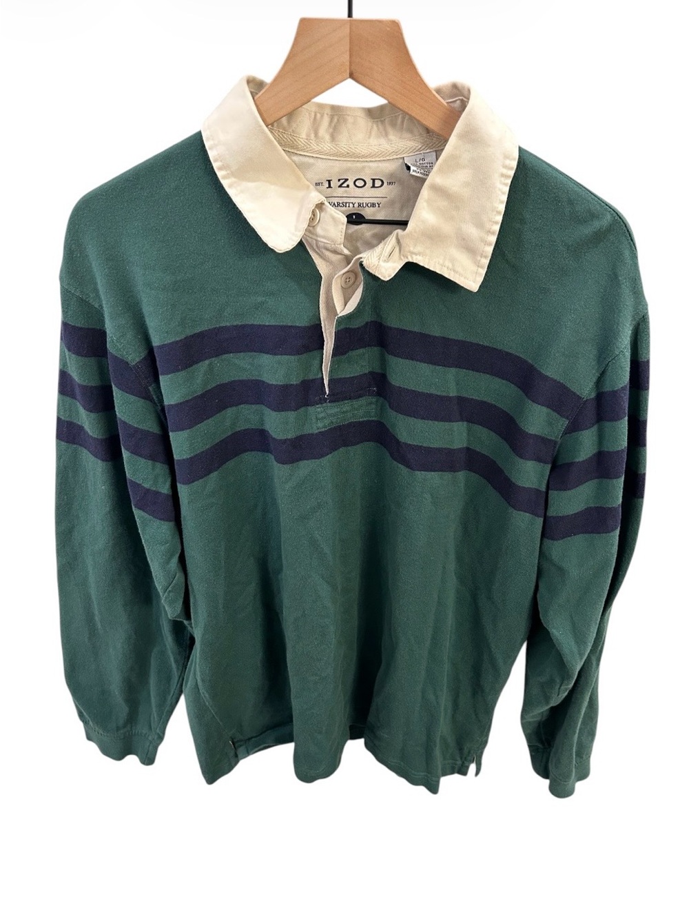 IZOD Varsity Rugby Shirt Men’s L 100% Cotton